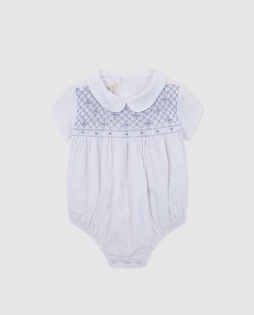 Babygrow de bebé menino Gocco branco com bordado