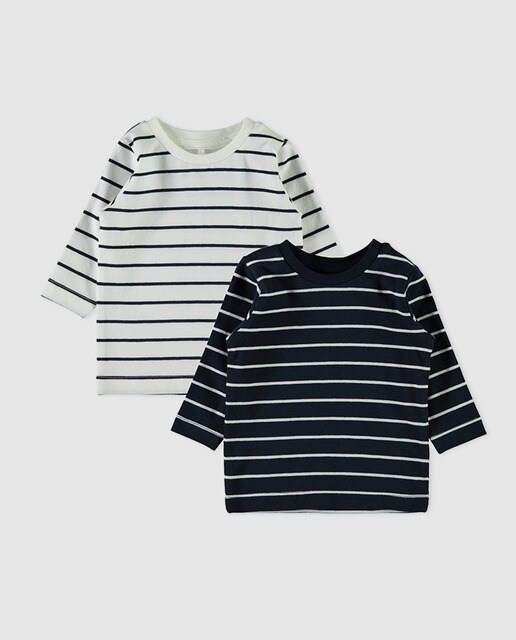 Pack de t-shirts de bebé menino Name It às riscas