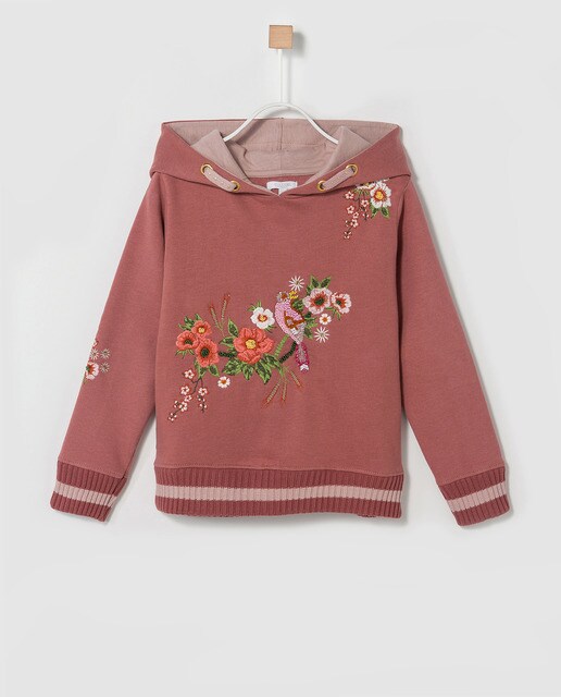 Sweatshirt de menina Bass 10 rosa com bordados