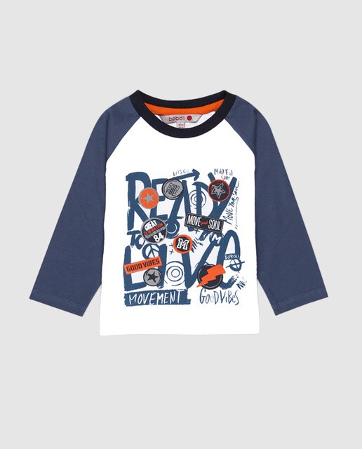 T-shirt de bebé menino Boboli bicolor com estampado