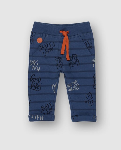 Calças de bebé menino Boboli azuis com estampado