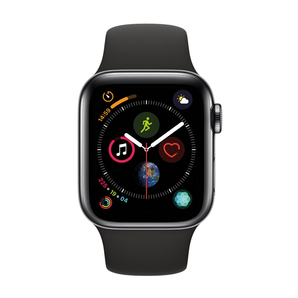 Apple Watch Series 4 GPS + Cellular, 40mm Caja de Acero Inoxidable Negro Espacial con Correa Deportiva Negra