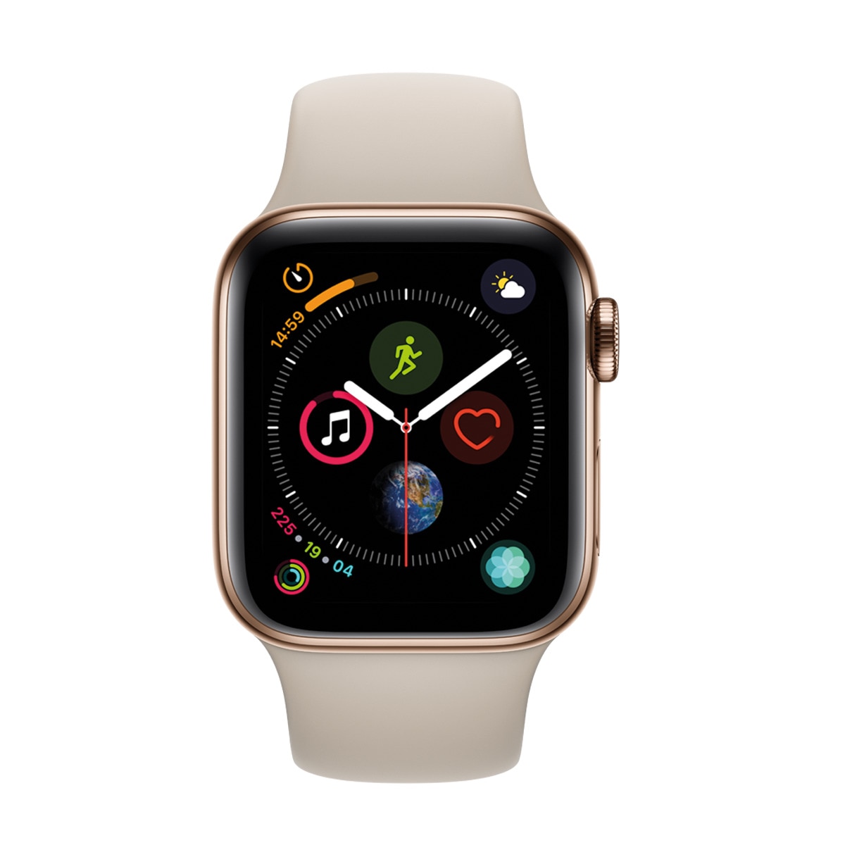 Apple Watch Series 4 GPS + Cellular, 40mm Caja de Acero Inoxidable Oro con Correa Deportiva Piedra