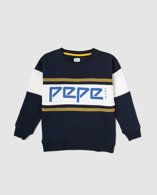 Sweatshirt de menino Pepe Jeans com risca e estampado