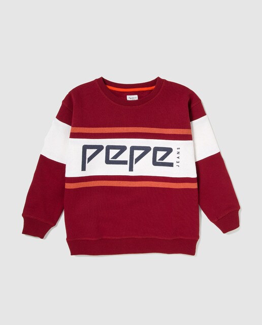 Sweatshirt de menino Pepe Jeans com risca e estampado