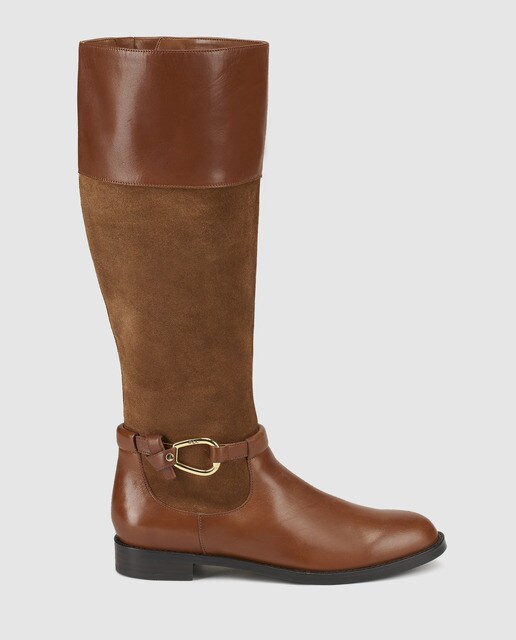 Botas Marrón Ralph Cremallera Lauren De Serraje Con Mujer OXikuPZ