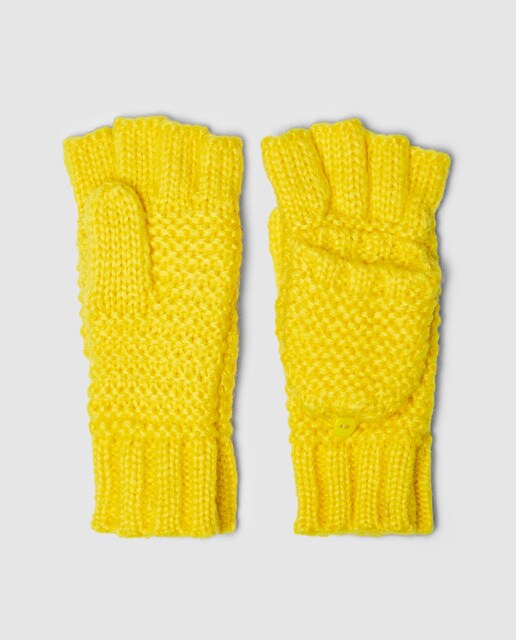 Luvas de malha de menina Brotes amarelas