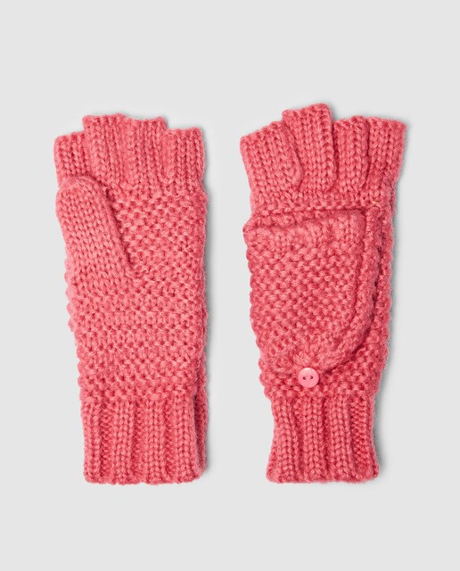 Luvas de malha de menina Brotes rosa