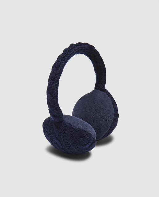 Protecções de orelhas de tricot de menino Brotes azul-marinho