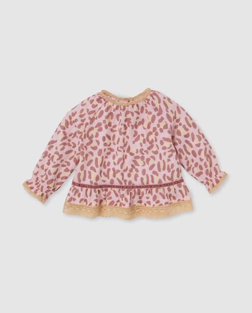 Blusa de bebé menina Bass 10 rosa com animal print