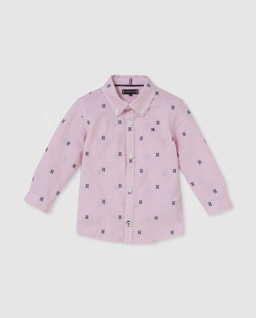Camisa de bebé menino Tommy Hilfiger rosa com bordados