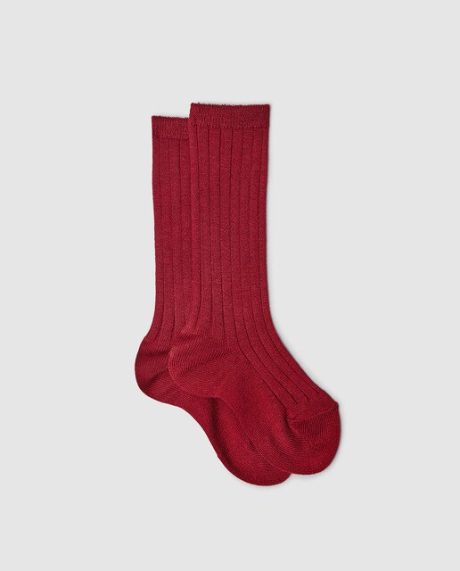 Meias altas de bebé Condor grená