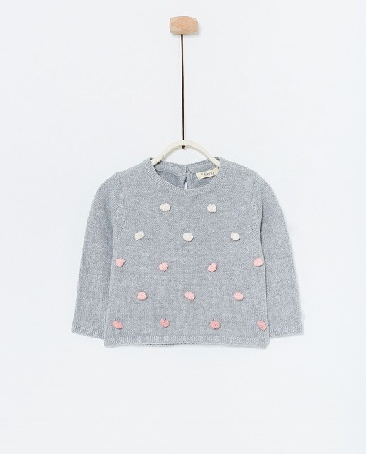 Camisola de malha lisa de bebé menina Sfera com pontinhos