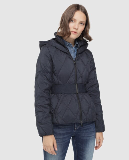Armani Exchange women's short quilted coat with hood · Armani Exchange