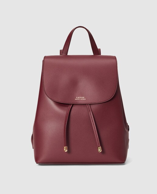 maroon leather backpack