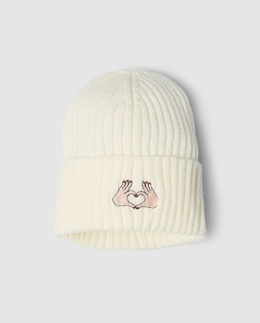 Gorro canelado Belle&Rebel cru com bordado