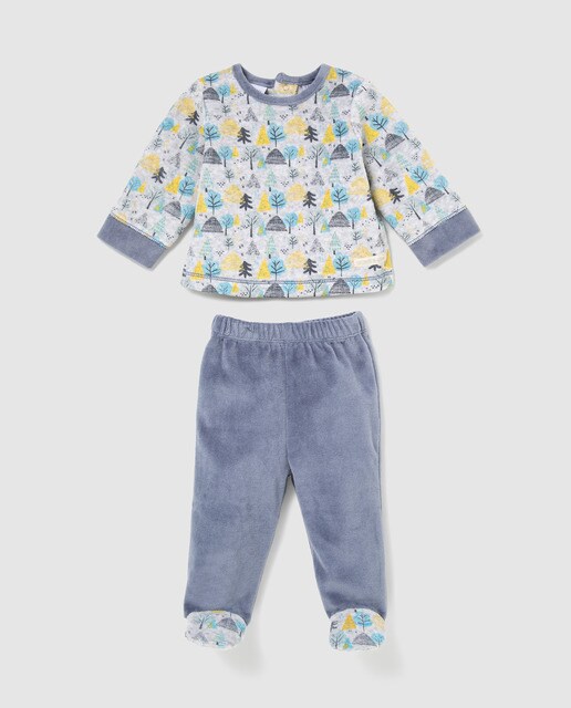 Pijama de bebé Cotton Juice bicolor com árvores