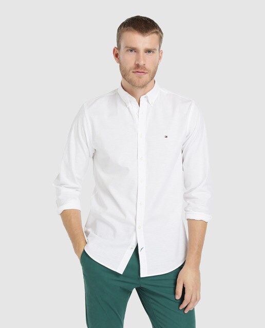 camisa blanca tommy hilfiger hombre