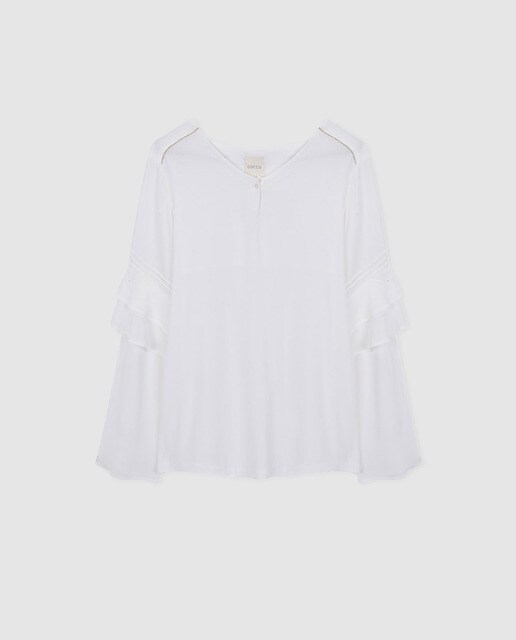 Blusa de rapariga Gocco branca com folhos