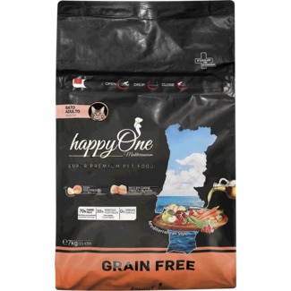 happyOne Ração Seca para Gato Adulto sem Glúten embalagem 7 kg