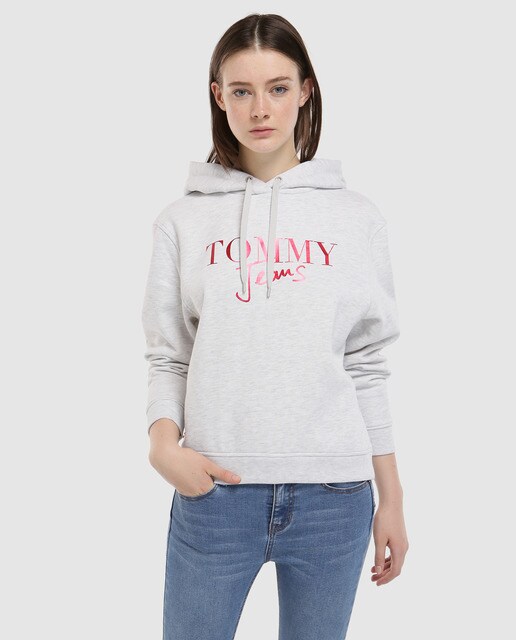 Sudadera de mujer Tommy Jeans con capucha y logo metalizado · Tommy