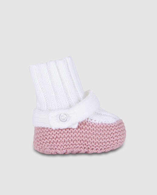 Botas de tricot de bebé menina Gocco azuis e brancas