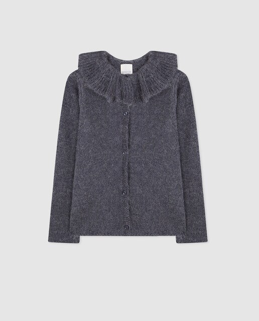 Casaco de menina Gocco cinzento com folho