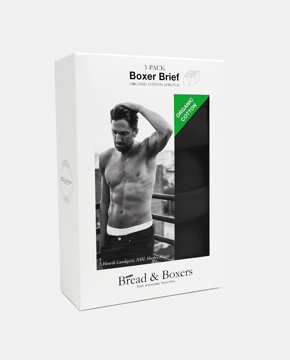 Pack de três boxers de malha de homem Bread & Boxers pretos Preto-4