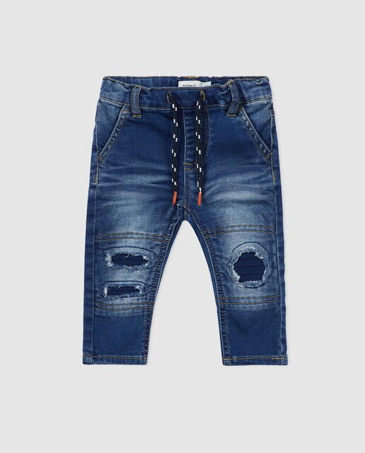 Jeans de bebé menino Name It com rasgões de algodão orgânico