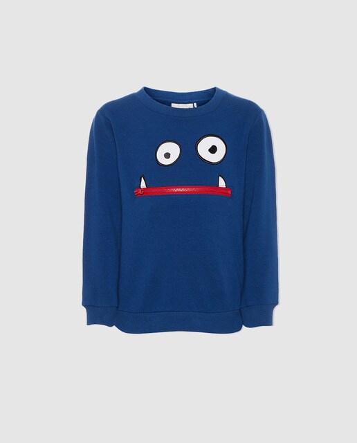 Sweatshirt de menino Name It azul de algodão orgânico