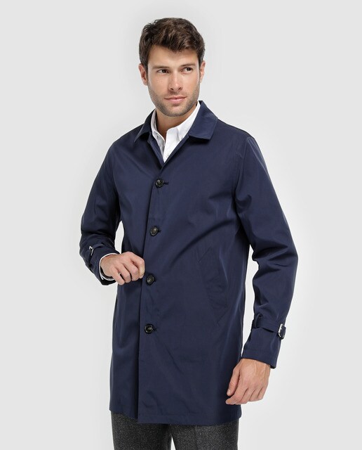 Gabardina de hombre Oscar de la Renta azul con dos bolsillos