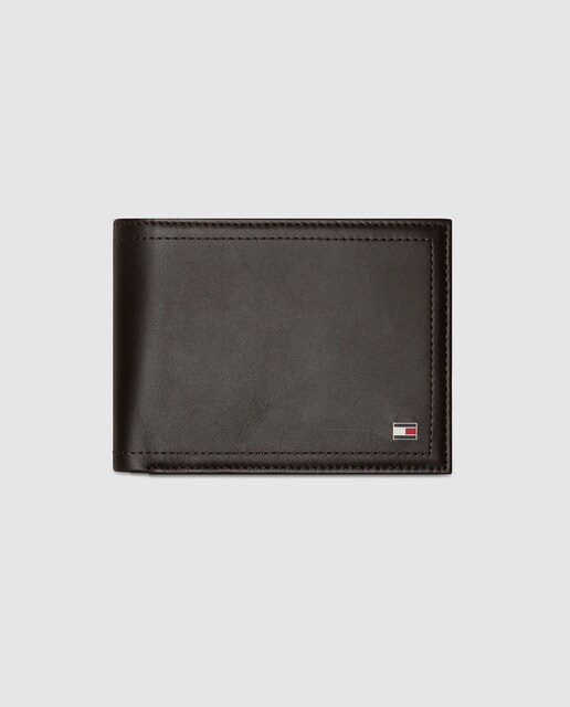 Cartera grande de hombre Tommy Hilfiger de piel en marrón