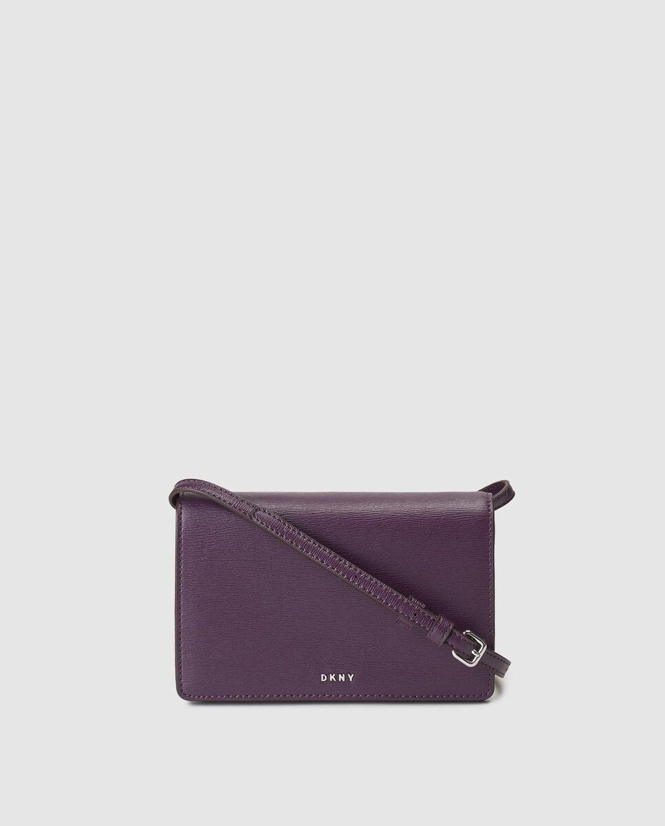 Mala a tiracolo mini de mulher DKNY em pele bovina roxa