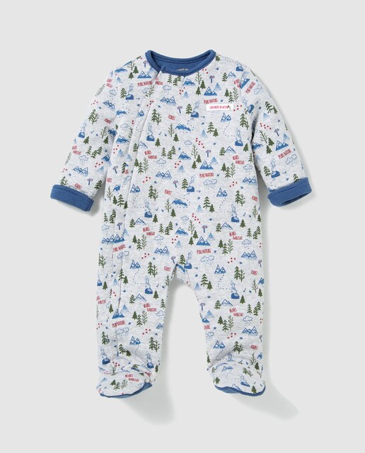 Pijama acolchoado de bebé menino Cotton Juice com montanhas