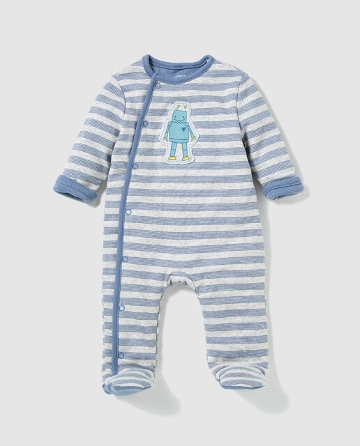 Pijama acolchoado de bebé menino Cotton Juice às riscas