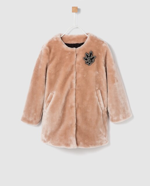 Sobretudo de menina Bass 10 de pêlo rosa