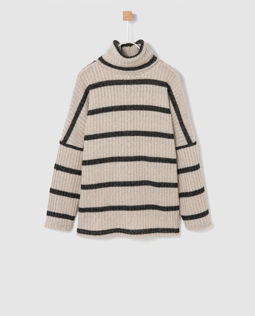 Camisola de malha Tarantela bege às riscas