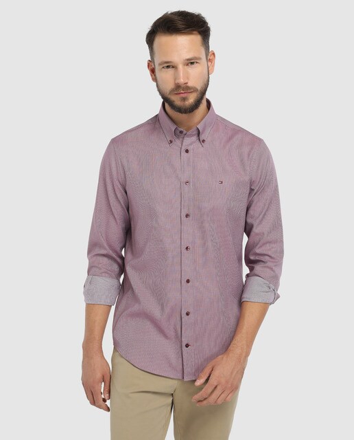 burgundy tommy hilfiger shirt