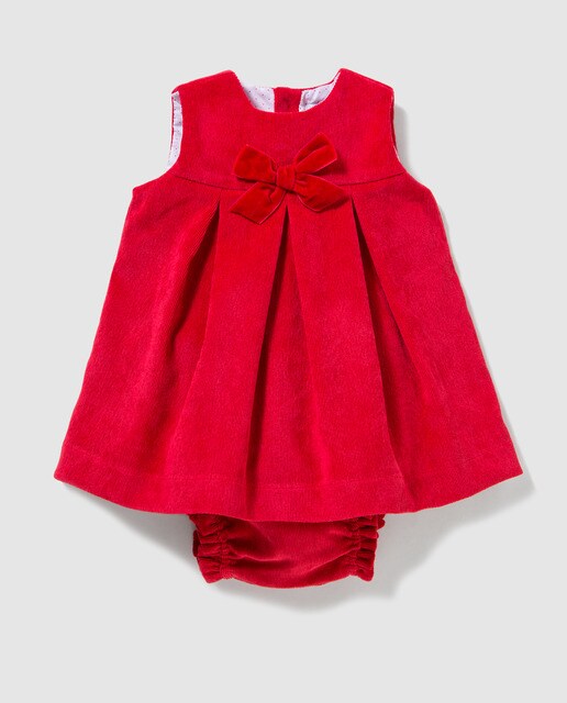 Jardineiras de bombazina de bebé menina Dulces vermelhas