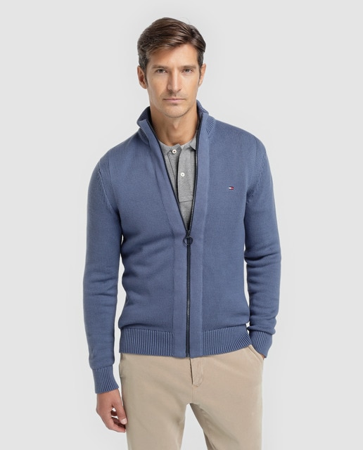 Chaqueta de punto de hombre Tommy Hilfiger azul con cremallera · Tommy