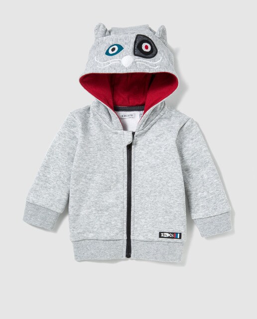 Sweatshirt de bebé menino IKKS cinzenta com orelhinhas