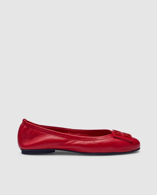 red leather ballerinas