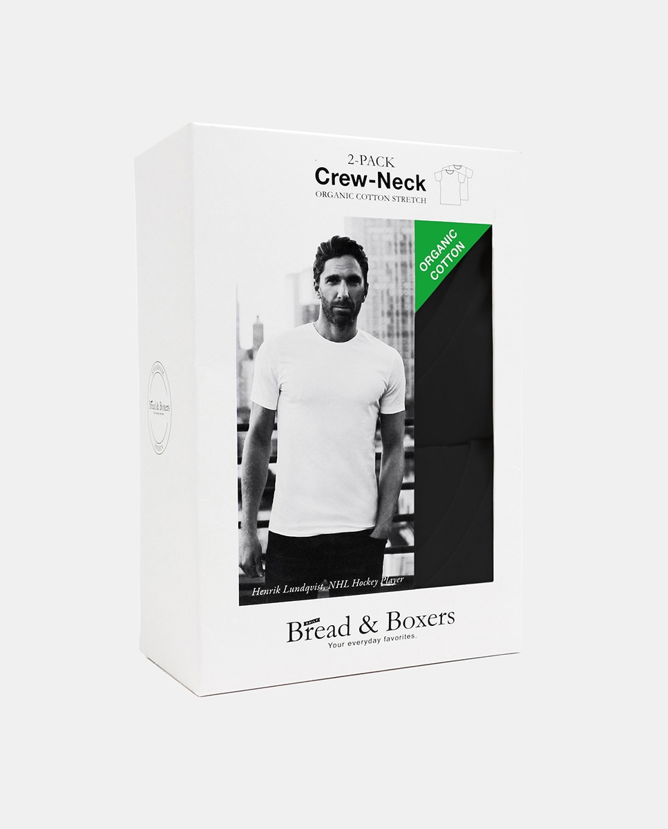 Pack de duas camisolas interiores de homem Bread & Boxers pretas de manga curta Preto-4