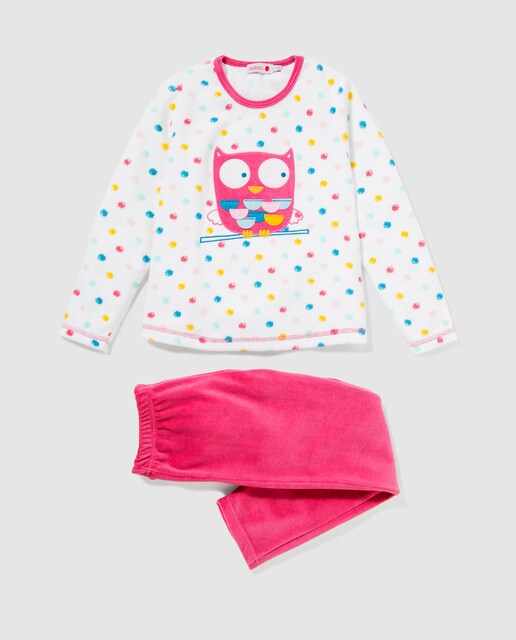 Pijama de veludo de menina Boboli de duas peças