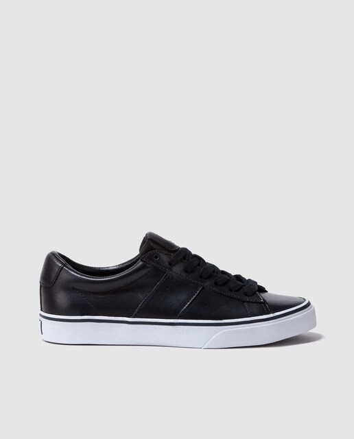 polo ralph lauren sayer leather trainers in black