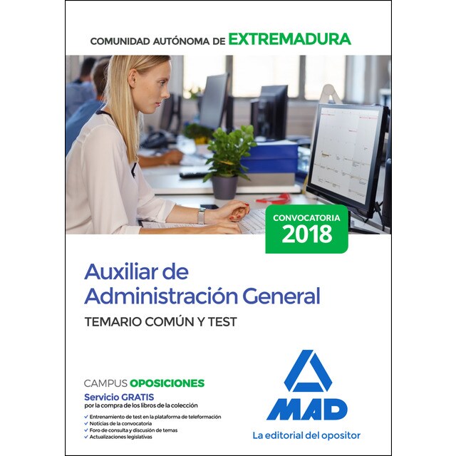 Auxiliar de administración general de la comunidad autónoma de extremadura. Temario común y test.pdf