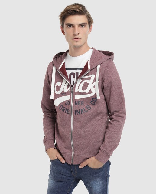 Capucha amp; · Deportiva Granate Con Chaqueta De Jones Hombre Jack xfnPqaH