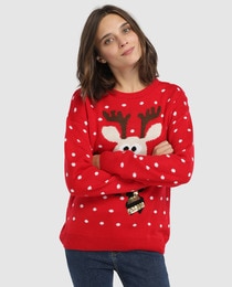 reindeer print sweater