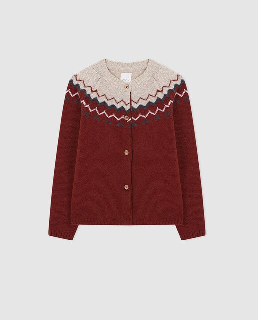 Casaco de menina Gocco laranja com jacquard