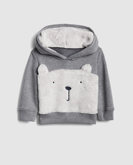 Sweatshirt de bebé menino Gap em cinzento com capuz